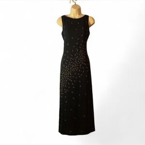 Ann Taylor vintage silk boat neck maxi dress scattered casscading flowers size 8